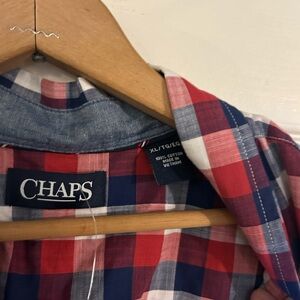 Chaps Red and Blue Plaid Dress Shirt